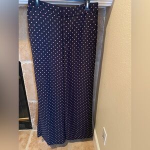 NWOT Banana Republic Navy Dot Wide Leg pleated Drapey Trousers 10L